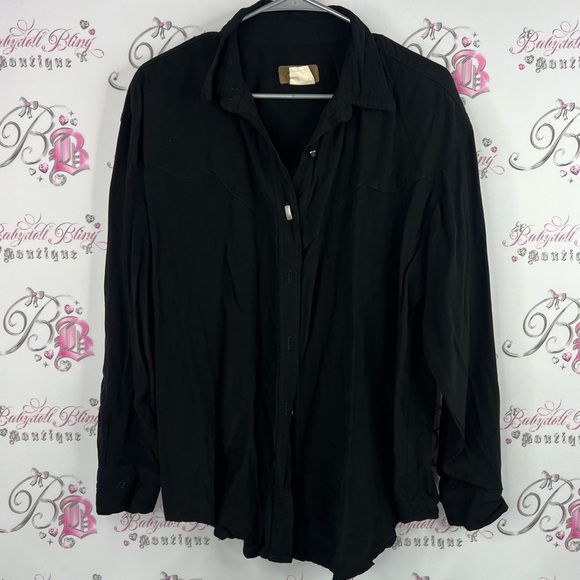 zecuda Other - Zecuda Button down Black shirt long sleeves lammies western wear shirt